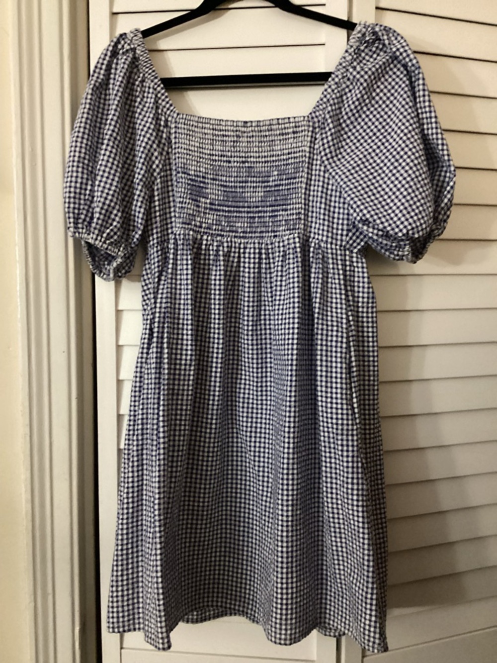Old Navy Navy & White Gingham Puff Sleeve Dress size Medium - Picture 2 of 7